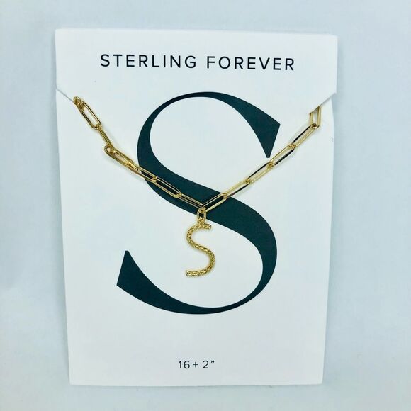 NEW Sterling Forever 14K Goldplated Initial S Pendant Necklace - Picture 5 of 8